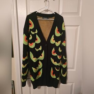 Foxblood Black Sweater with Spooky Eye Pattern